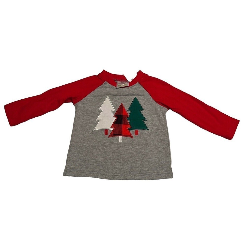 Honeydew Boutique Plaid Christmas Tree Embroidered Long Sleeve Shirt Size 2T XS